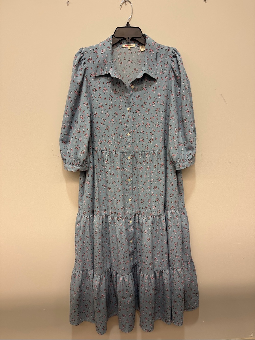 Levi's Powder Blue Floral Button-Tier Maxi Dress Levi’s